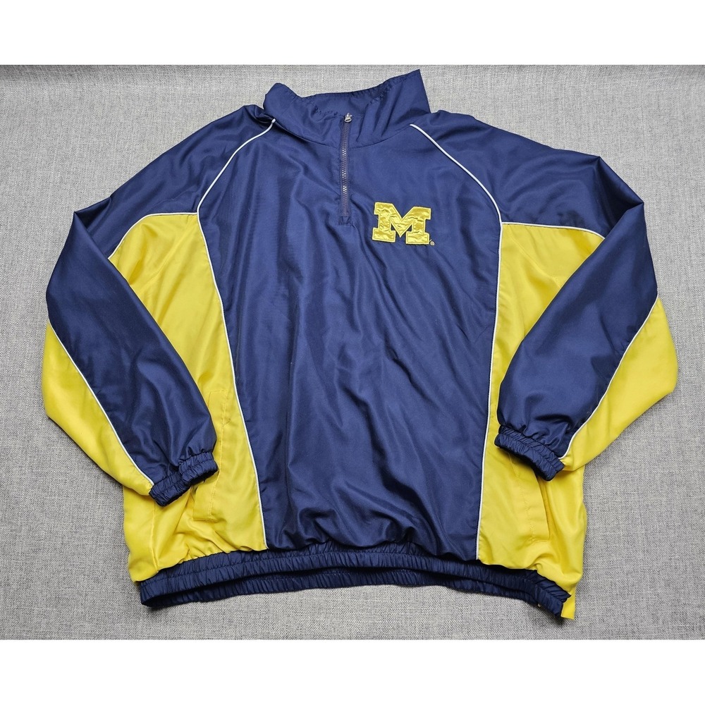 Michigan Wolverines Jacket Mens 3XL Blue Yellow 1/4 Zip NCAA Football 58 Sports